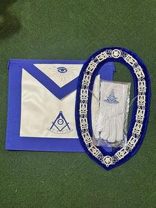 Conjunto de Regalia Past Master – Delantal Past Master, Collar de Cadena, Guantes Blancos y Estuche de Transporte, Kit de Regalia Masónica con Escuadra y Compás - Product Image 3