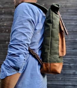 กระเป๋าเป้หนังผ้าแคนวาสเรียบง่ายสำหรับเดินทางไปโรงเรียนใส่แล็ปท็อป ขายส่ง รับทำโลโก้จากโรงงานโดยตรง LCB-0084 - Product Image 4