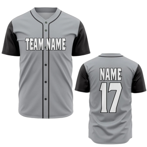 Camiseta Deportiva de Béisbol Personalizada para Hombre, Gris y Negra, con Botones, Transpirable, Uniforme de Equipo de Softbol, para Entrenamiento - Product Image 1