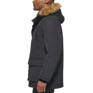 Vestes matelassées en duvet noires pour hommes grandes tailles personnalisées, vente en gros, vestes d'hiver en vrac - Product Image 2