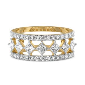 Anillo de Eternidad de Oro Amarillo con Diamantes, Corte Brillante Redondo, Anillo de Boda Clásico para Mujer - Product Image 1
