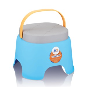 Carry On <b>Stool</b> Blue Plastic With PU Leather Seat <b>Portable</b> Home Furniture for Living Room and Office Use - Product Image 1