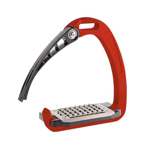 PAIR OF CUSTOM COLOR MOVING RETRACTABLE SAFETY STIRRUPS ALUMINIUM AND <b>POLYMER</b> HORSE RIDING RIDERS EQUESTRIAN SUPPLIES RED - Product Image 2