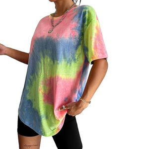 Camiseta de Verano para Mujer, Tie Dye, 100% Algodón Ecológico, Estilo Hip Hop, Cuello Redondo, Manga Corta, en Oferta - Product Image 3