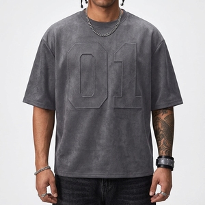 Camiseta Vintage Lavada para Hombre, Manga Corta, Cuello Redondo, Algodón, Estilo Urbano, Ecológica, con Pedrería en Relieve, Lisa, Casual - Product Image 2
