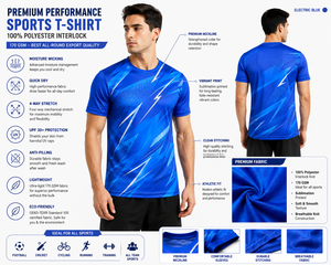 Camiseta Deportiva de Manga Corta para Hombre, Cuello Redondo, Corte Regular, Color Azul Sólido, 220 GSM, Jersey de Poliéster de Secado Rápido - Product Image 2