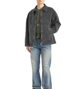 Veste en jean en toile 100 % coton de haute qualité, fabrication sur mesure, respirante, avec poches zippées, col rabattu pour homme, veste de travail - Product Image 4