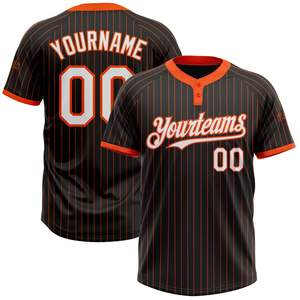 Maillot de softball personnalisé avec logo imprimé par transfert thermique, grande taille, manches courtes, avec deux boutons, 100% polyester respirant - Product Image 1