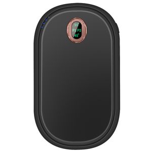 Negro-Rosa 1 pieza calentador de manos portátil recargable eléctrico de doble cara pantalla Digital de 2 niveles calentador de bolsillo calentadores de manos para pies - Product Image 3