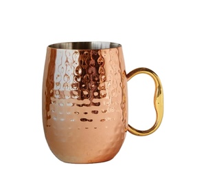 Mug en cuivre de luxe Welyo avec poignée, design martelé, grande capacité, vaisselle de bar vintage - Product Image 1