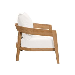 Fauteuil d'extérieur moderne en teck massif Virae avec coussin et pieds coniques pour villa et salle à manger d'hôtel sur sol dur - Product Image 2
