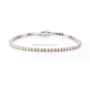 Hip Hop 925 Sterling Silver Square Tennis Bracelet Étanche Moissanite Diamant Haute Qualité Bijoux pour Unisexe pour les Fêtes - Product Image 1