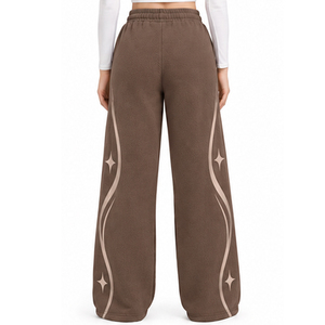 <b>Womens</b> Fleece Wide Leg Sweatpants Flare <b>Trousers</b> Custom Casual Clothing Wholesale Manufacturer OEM ODM Private Label Sportswear - Product Image 5