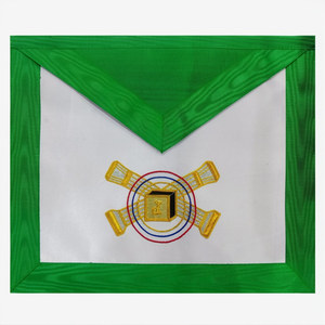 AASR 5th Degree embroidered <b>apron</b> Hand embroidered <b>white</b> Leather green accents symbolic regalia Scottish Rite ceremonial - Product Image 5