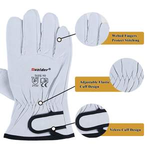 Guantes de Seguridad de Cuero Swelder Talla 10, Resistentes al Calor y a la Abrasión, Guantes de Trabajo de Uso General con Puño Reforzado - Product Image 3