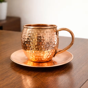 Taza de vidrio martillado de cobre, juego de regalo de lujo de vidrio y cobre hecho a mano, regalo personalizado, vidrio de cobre de lujo - Product Image 3
