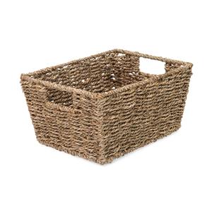 <b>Rustic</b> Seagrass Storage Basket Open Weave Organizer Basket Breathable Storage Basket For <b>Shelf</b> Display And Home Organization - Product Image 2