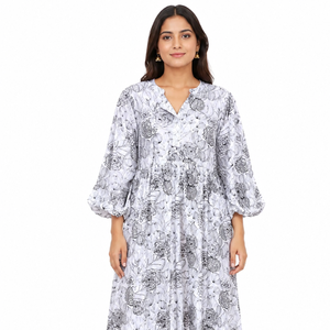 Beautiful floral Cotton Block Printed dress Dress For Casual wear Hand Block Printed Dress - Product Image 1