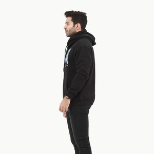 Sudadera con Capucha Negra para Hombre, Diseño de Montaña con Estampado Digital, Corte Regular, Tejido Casual, 100% Algodón, Ropa de Otoño - Product Image 2