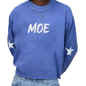 Camiseta de algodón de manga larga estilo vintage para hombre, venta al por mayor, corte holgado, estampado gráfico, proveedor OEM - Product Image 1