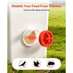 Kit d'alimentation automatique par gravité en acier robuste, résistant aux intempéries, pour poulets, 4 ports, sans gaspillage, couvercle d'alimentation pour volailles, comprend une scie d'étanchéité - Product Image 4