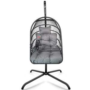 Coussin de chaise oeuf balançoire intérieur/extérieur, support de type C, chaise suspendue pliante en rotin pour patio, porte-gobelet spécial - Product Image 3