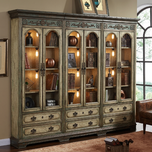 Librería de Madera Maciza de Lujo |   Vitrina de Exhibición para Biblioteca de Hotel |   Diseño Neoclásico Tallado |   Fabricante de Muebles para Proyectos OEM - Product Image 2