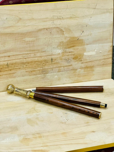 Handcrafted <b>Wooden</b> Walking Cane with Ornate Metal <b>Handle</b> Vintage Classic Walking Stick Decorative Brass Detail Cane - Product Image 5
