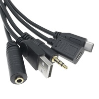 Cable adaptador USB mini macho a 5 pines hembra con terminales de tornillo, carga rápida de 3A, blindaje trenzado y revestimiento de PVC para cámara