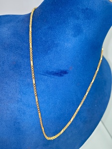 Chaîne en or massif 22 carats pour hommes et femmes, collier à maillons cylindriques en or jaune authentique, bijoux fins faits à la main en Inde, à porter au quotidien, cadeau - Product Image 2