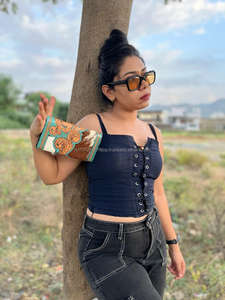 กระเป๋าคลัทช์หนังขนยาวมีสไตล์สไตล์แบบตะวันตกสำหรับผู้หญิงกระเป๋าสตางค์หนังเครื่องมือขายดีมีเอกลักษณ์ - Product Image 5