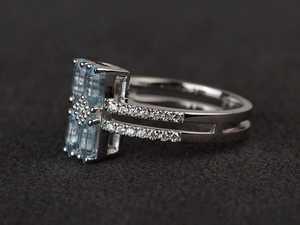 แหวนอะความารีนธรรมชาติ แหวนพลอยสีน้ำเงิน แหวนหมั้น แหวนประจำเดือนมีนาคม เครื่องประดับออกแบบตามสั่ง - Product Image 5