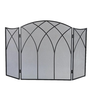 Protector de Chimenea Metálico con Diseño de Arco Catedral, Paneles de Malla Plegables, Protector de Chispas, Protector de Hogar Independiente, Pantalla de Hierro - Product Image 4