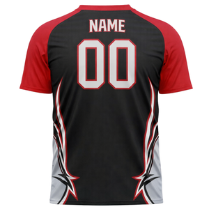 Maillot de basket-ball personnalisé pour hommes, sublimation, noir et rouge, col en V, uniforme d'équipe, respirant, séchage rapide, vêtements de sport OEM - Product Image 3