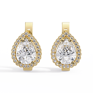 Pendientes Halo Huggie Personalizados con Diamante Cultivado en Laboratorio, Certificado IGI, Oro Sólido de 14k, Pendientes de Boda, Joyería Fina de Alta Calidad - Product Image 1