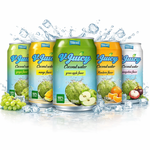 Boisson à l'eau de coco V-Juicy 330 ml, saveurs mangoustan, mangue, pomme verte, mandarine, raisin, en canette aluminium, fournisseur OEM - Product Image 1