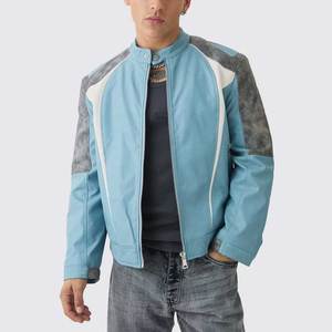 Veste en cuir pour homme de style luxueux, de bonne qualité, à bas prix, fermeture éclair, livraison directe, prix réduit, veste en cuir de motard pour homme - Product Image 1