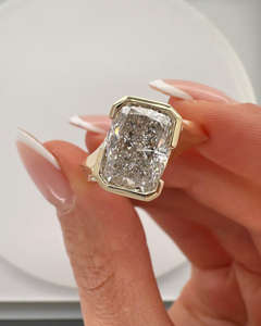 Bague de fiançailles/mariage vintage en or jaune 14 carats avec diamant de culture IGI/GIA, or blanc fin unisexe, pour anniversaire, digne d'une fête - Product Image 2