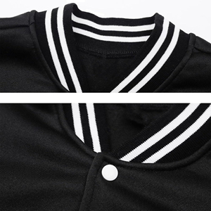 Custom OEM Mens Black White Fleece Varsity <b>Jacket</b> Blank Button Down <b>Slim</b> <b>Fit</b> High Quality Cotton Bomber Letterman Baseball Coat - Product Image 4