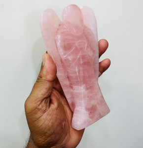Grande décoration artisanale en cristal de quartz rose, ange de poche pour la maison, la voiture et le bureau - Product Image 3