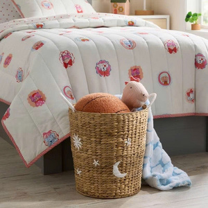 Panier de rangement en rotin naturel avec poignées, design rustique circulaire, panier multi-usages pour l'organisation - Product Image 6
