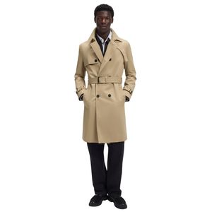 Gabardina Casual para Hombre, Impermeable, con Cierre de Botones, para Invierno, para Camping, Antiarrugas, con Cinturón - Product Image 1