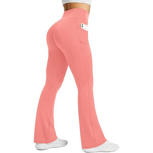 Women's Pocket <b>Flare</b> <b>Leggings</b> High Waisted Bootcut Yoga Pants for Workout and Training - Product Image 1