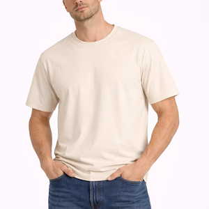 Camiseta unisex de manga corta con cuello redondo en color beige arena – Camiseta informal clásica de algodón liso para uso diario, tela suave y transpirable - Product Image 1