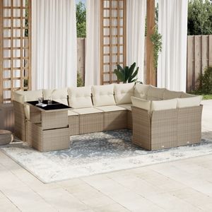 Set Divano da Giardino in Rattan Beige, Arredamento da Esterno con Cuscini in Schiuma ad Alta Densità, Design Contemporaneo Impermeabile - Product Image 3