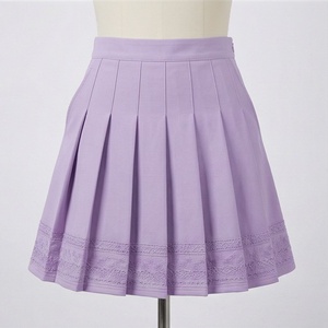 Jupe plissée courte pour femme, couleur unie, taille normale, toutes saisons, en polyester tissé, style confortable - Product Image 1