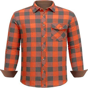 Camisa de Franela a Cuadros Buffalo de Manga Larga para Hombre al por Mayor con Bolsillo Sólido en Contraste, Puños Interiores de Pana y Forro de Pata de Gallo, Casual para el Trabajo - Product Image 1