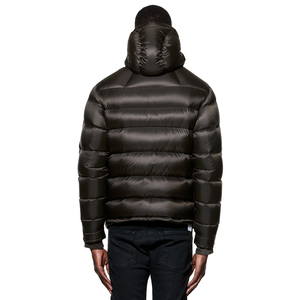 Chaqueta Acolchada con Capucha para Hombre, Color Gris Oscuro, Resistente al Viento, Rellena de Plumón, Cierre de Cremallera, Ropa de Invierno Informal - Product Image 3