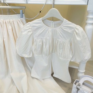 Ensemble deux pièces pour femmes de style coréen, chemisier sans manches, jupe longue taille haute, 100% coton, col en V, volants - Product Image 4