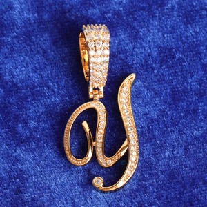 Custom Alphabet Letter <b>Pendant</b> Cursive <b>Initial</b> Letter Charms 925 <b>Silver</b> Gold Plated <b>Pendant</b> Dainty Diamond Letter Charm For Gift - Product Image 2